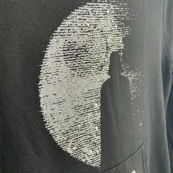 DISNEY Parks Star Wars Rogue One Black Silver Bling Hoodie Sweater Size Medium - Picture 3 of 7